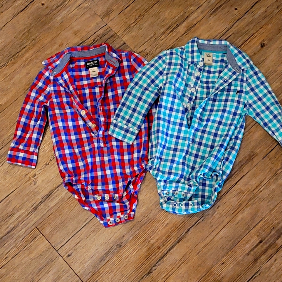 Set Of 2 Button Down Onesies